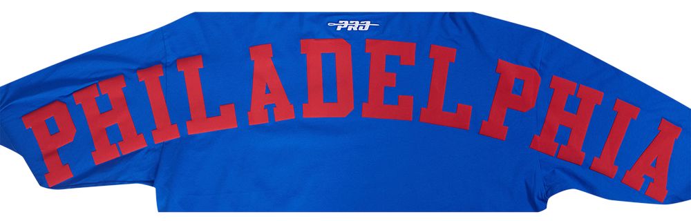 Pro Standard Men's Philadelphia 76ers Royal Wingspan Drop Shoulder Long Sleeve T-Shirt product image