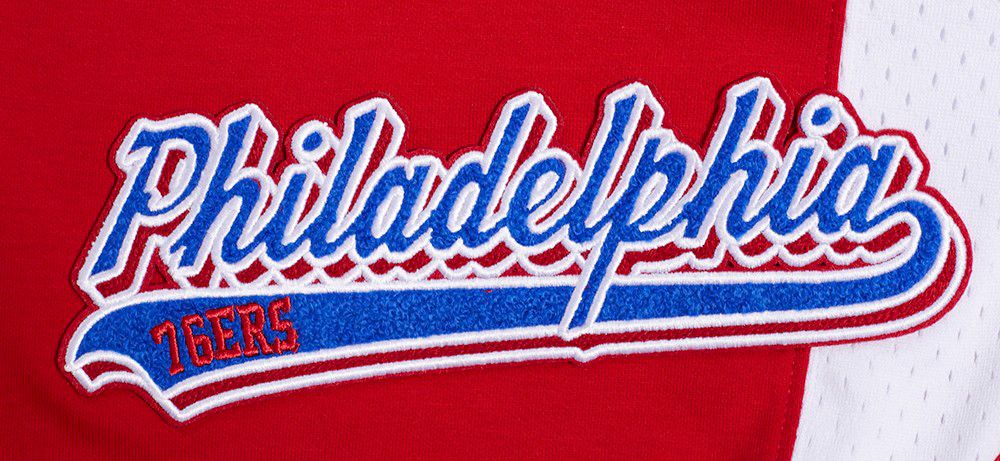 Pro Standard Men's Philadelphia 76ers Red Script Tail Fleece Shorts product image