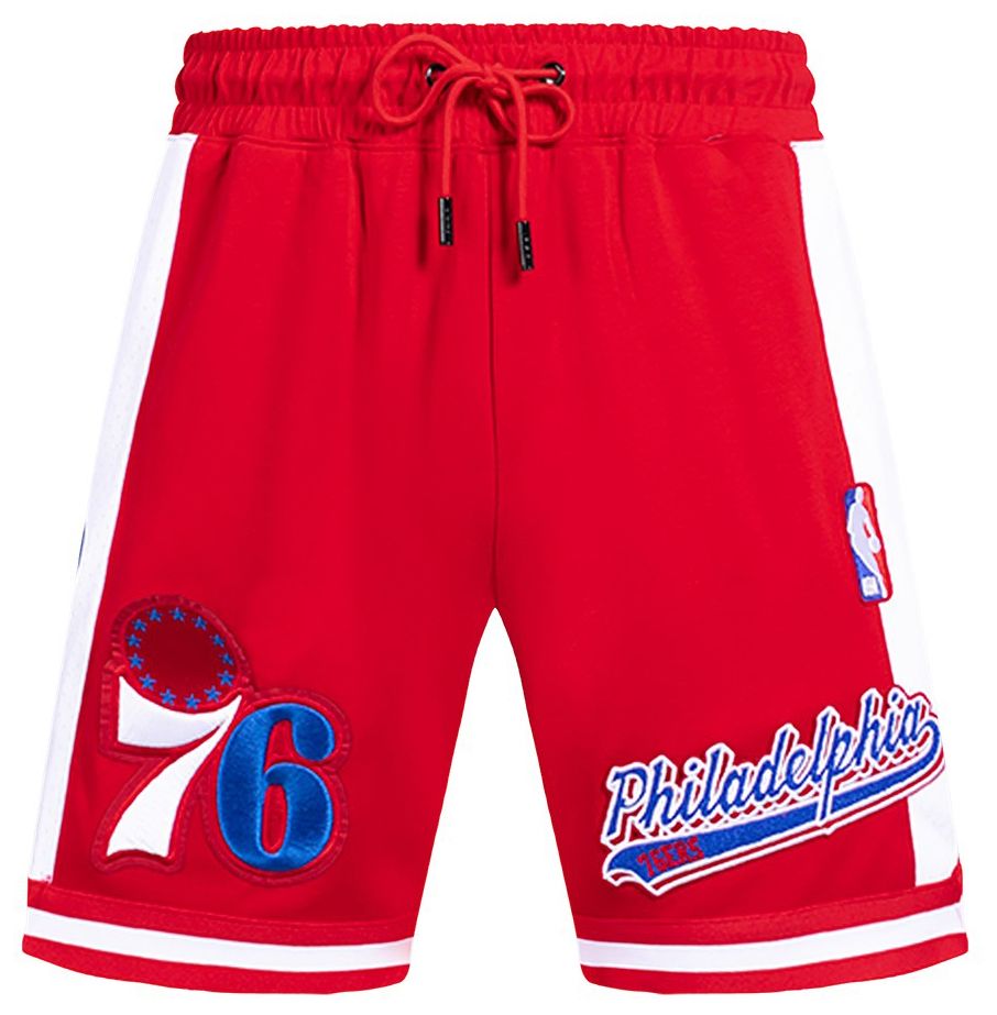 Pro Standard Men's Philadelphia 76ers Red Script Tail Fleece Shorts product image