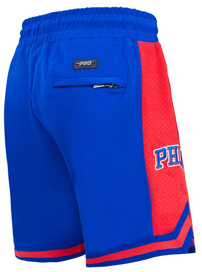 Pro Standard Men's Philadelphia 76ers Blue Script Tail Fleece Shorts product image