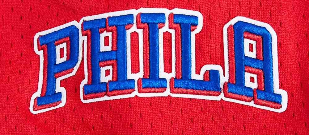 Pro Standard Men's Philadelphia 76ers Blue Script Tail Fleece Shorts product image