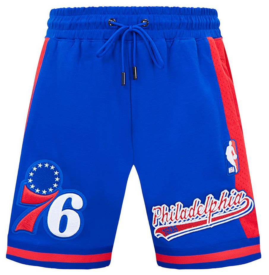 Pro Standard Men's Philadelphia 76ers Blue Script Tail Fleece Shorts product image