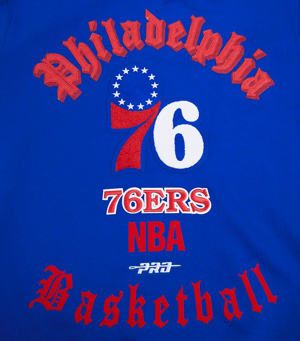 Pro Standard Men's Philadelphia 76ers Blue Old English Fleece Crewneck Sweatshirt product image