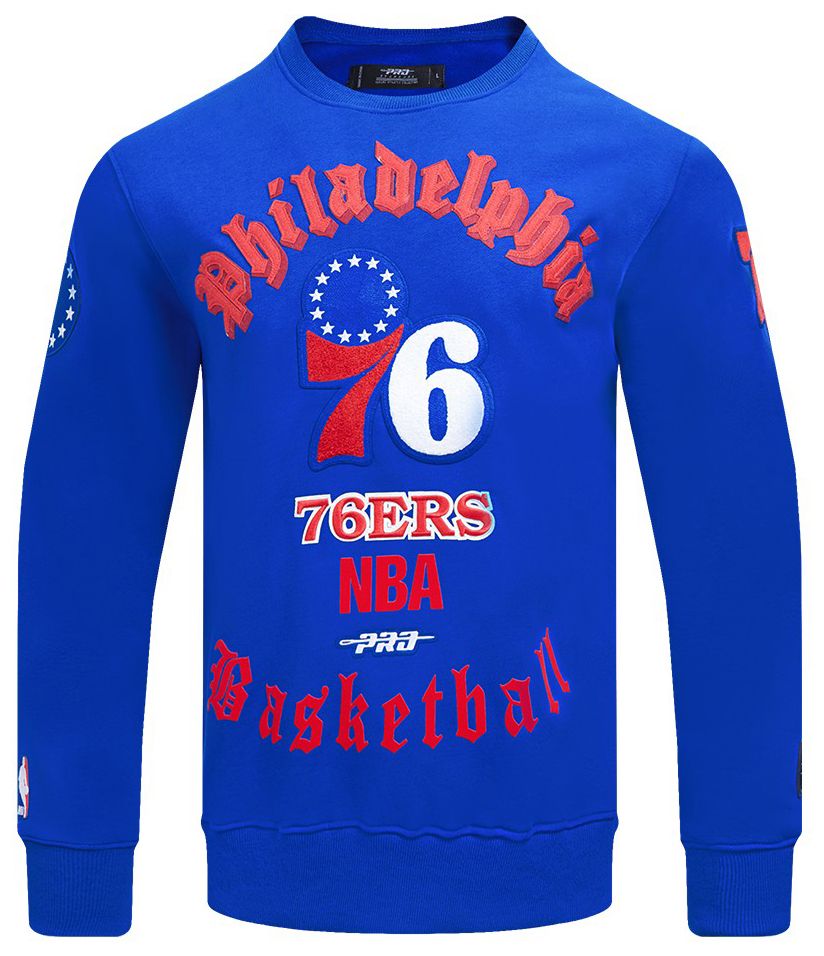 Pro Standard Men's Philadelphia 76ers Blue Old English Fleece Crewneck Sweatshirt product image