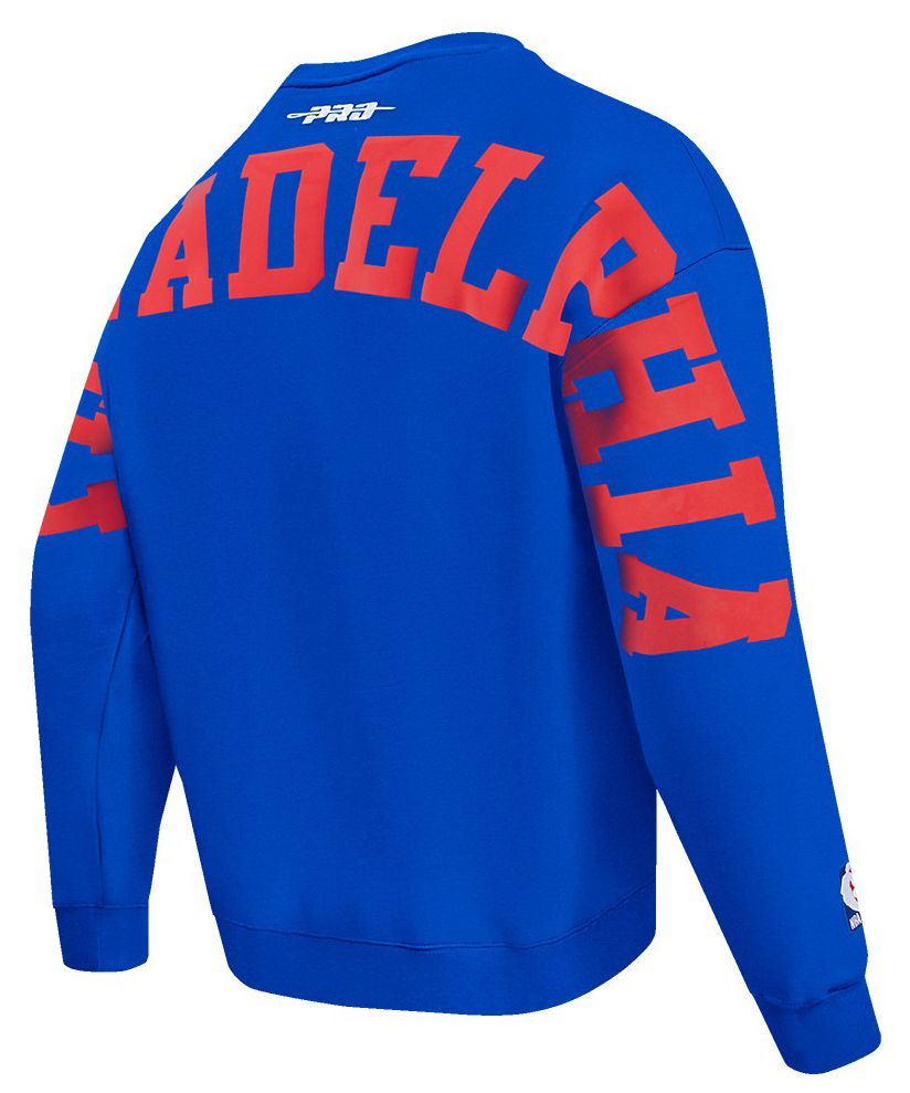 Pro Standard Men's Philadelphia 76ers Blue Wing Span Drop Fleece Crewneck Sweatshirt product image