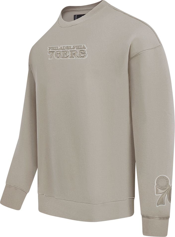 Pro Standard Men's Philadelphia 76ers Taupe Wing Span Drop Shoulder Fleece Crewneck Sweatshirt product image
