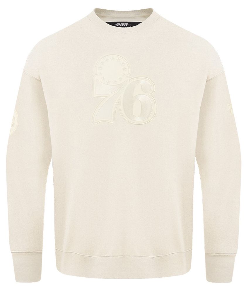 Pro Standard Men's Philadelphia 76ers Off White Neutral Drop Fleece Crew Sweatshirt product image