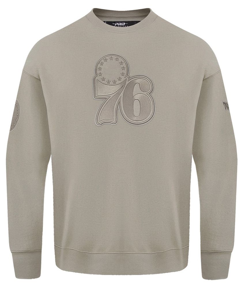 Pro Standard Men's Philadelphia 76ers Taupe Neutral Drop Fleece Crew Sweatshirt product image