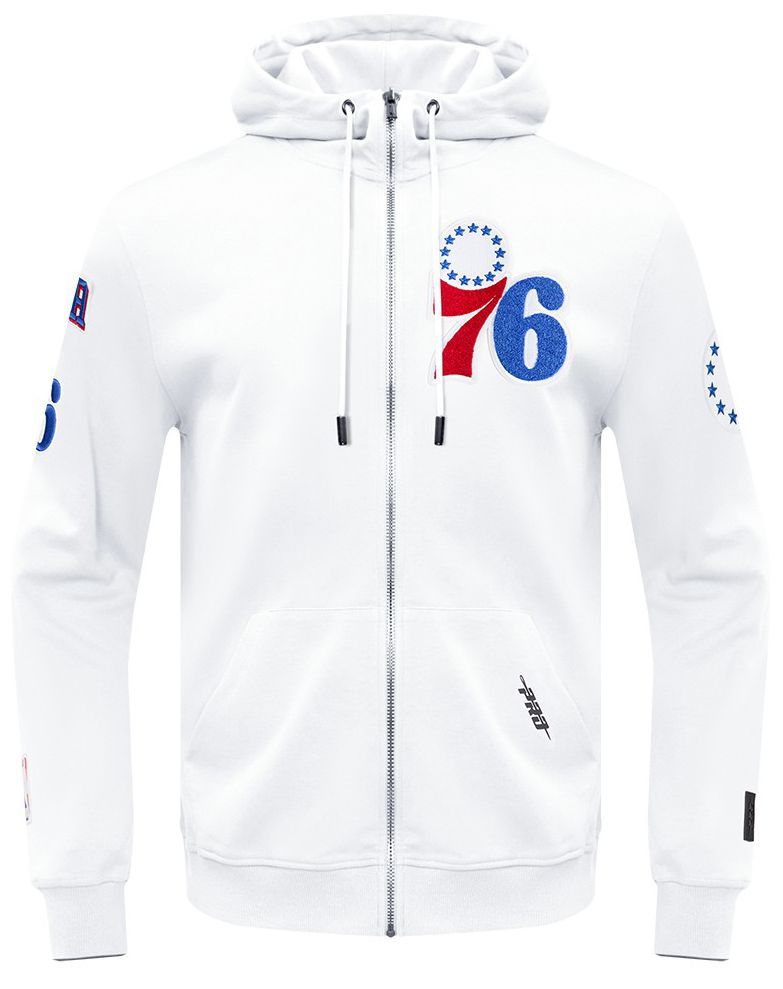 Pro Standard Men's Philadelphia 76ers White Classic Chenille Full Zip Hoodie product image