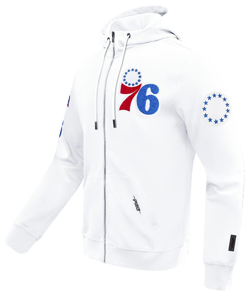 Pro Standard Men's Philadelphia 76ers White Classic Chenille Full Zip Hoodie product image