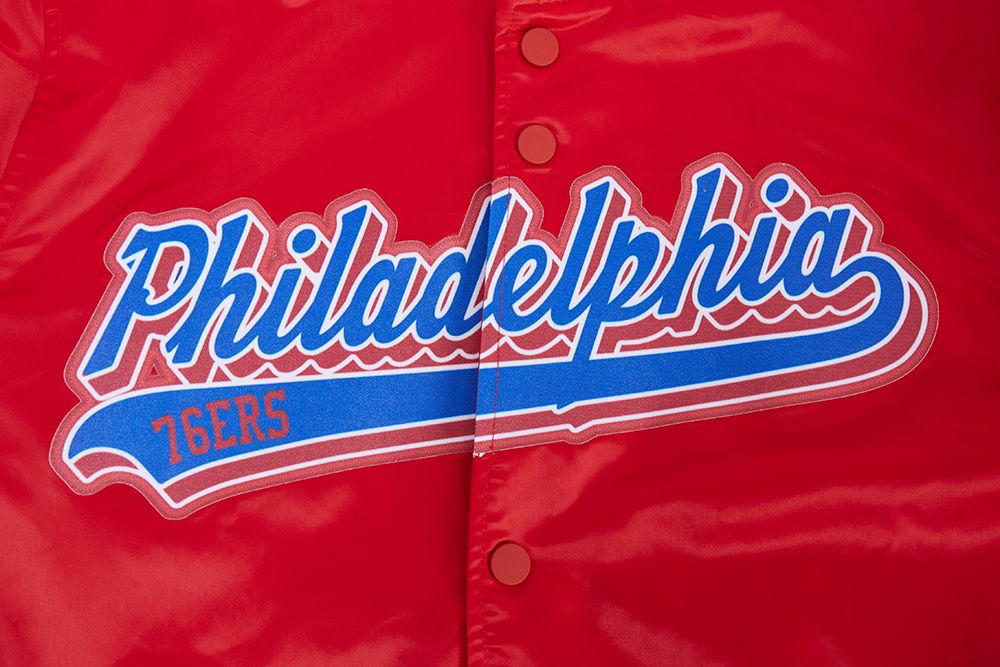 Pro Standard Men's Philadelphia 76ers Red Script Tail Satin Jacket product image
