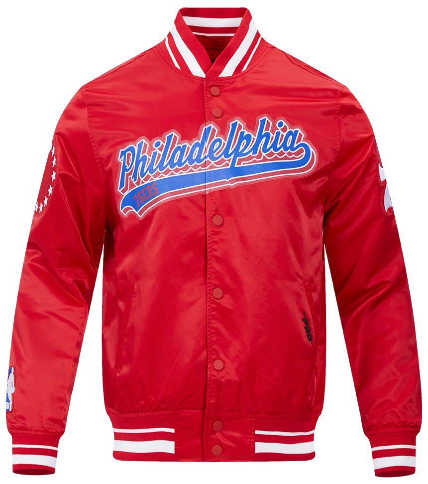 Pro Standard Men's Philadelphia 76ers Red Script Tail Satin Jacket product image