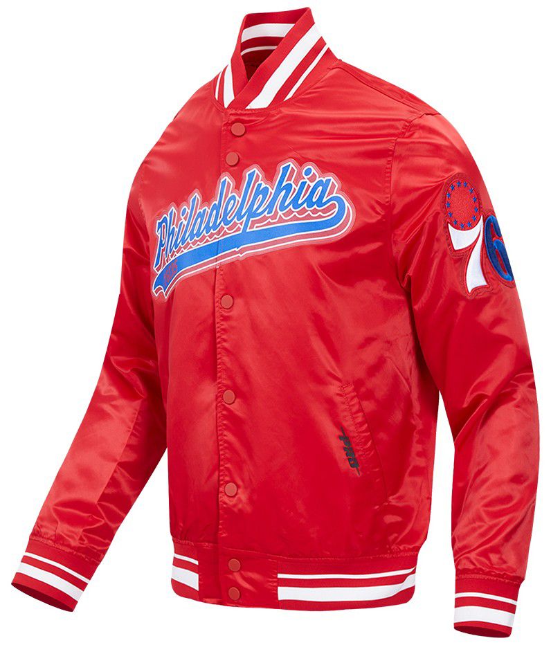 Pro Standard Men's Philadelphia 76ers Red Script Tail Satin Jacket product image