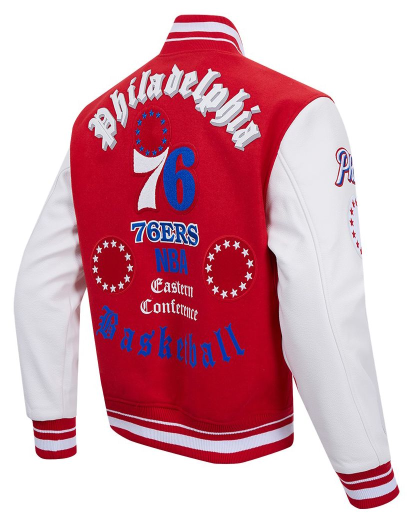 Pro Standard Men's Philadelphia 76ers Red Old English Rib Wool Varsity Jacket product image