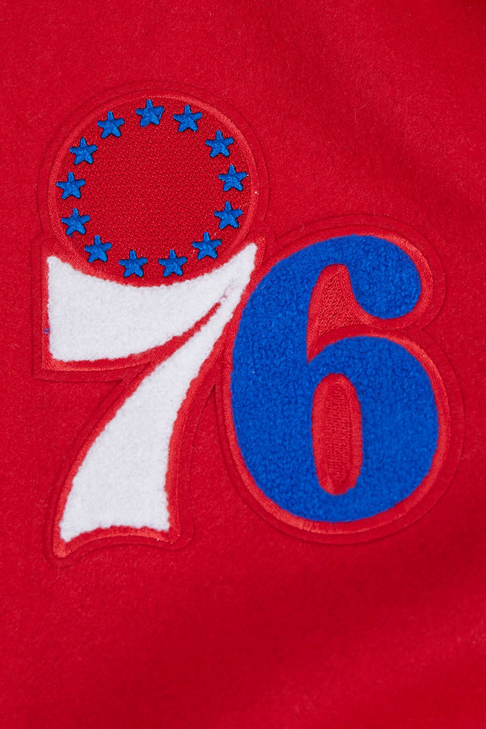 Pro Standard Men's Philadelphia 76ers Red Old English Rib Wool Varsity Jacket product image
