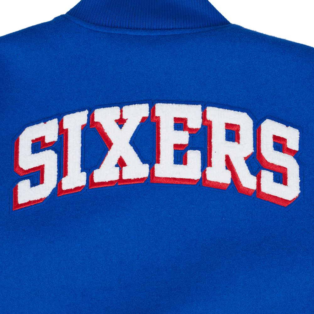 Pro Standard Men's Philadelphia 76ers Royal Classic Wool Varsity Jacket product image