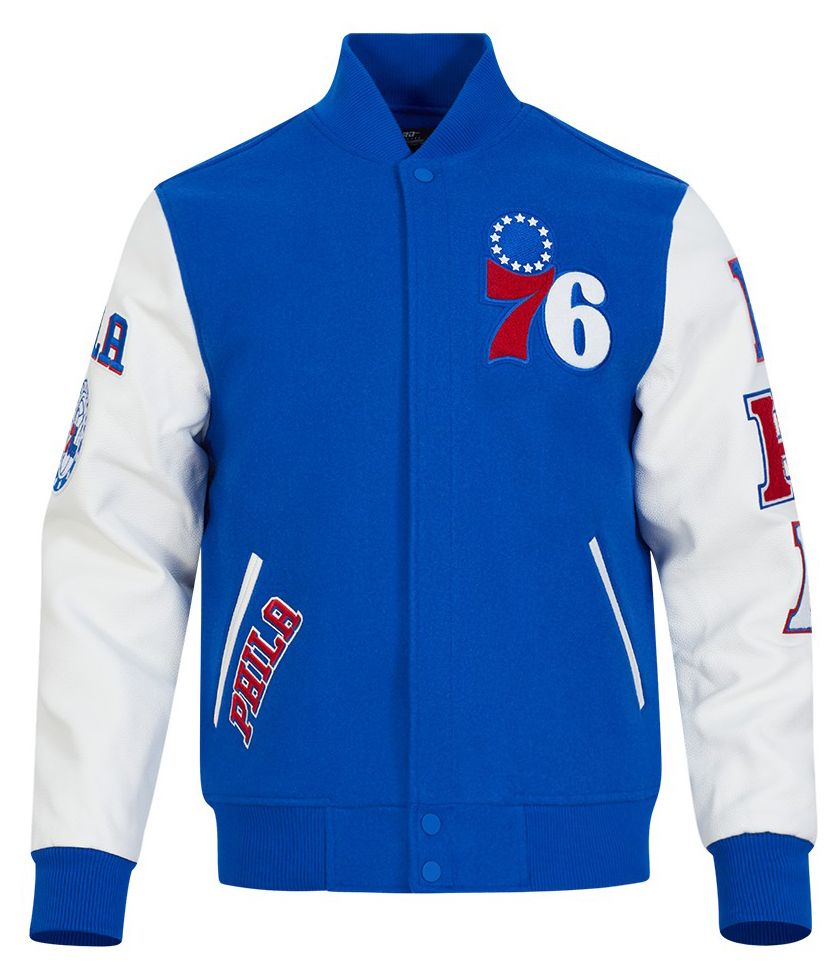 Pro Standard Men's Philadelphia 76ers Royal Classic Wool Varsity Jacket product image