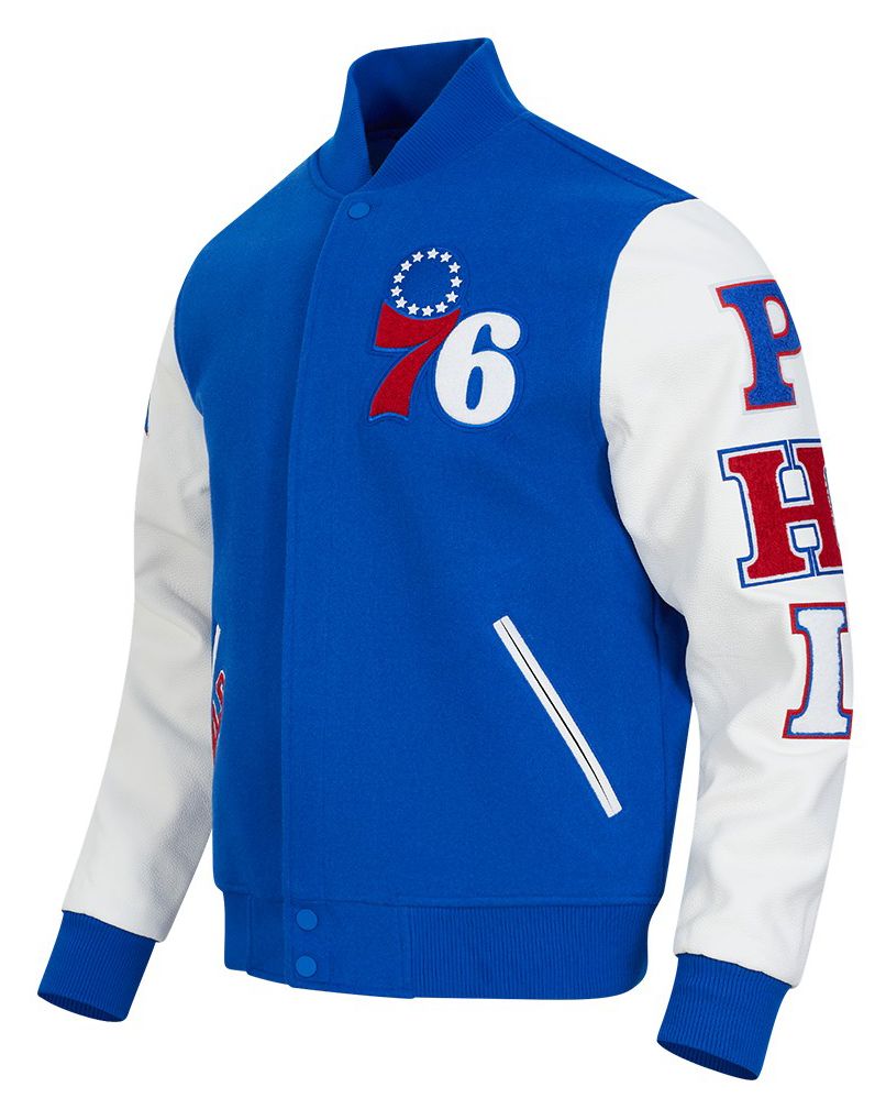 Pro Standard Men's Philadelphia 76ers Royal Classic Wool Varsity Jacket product image