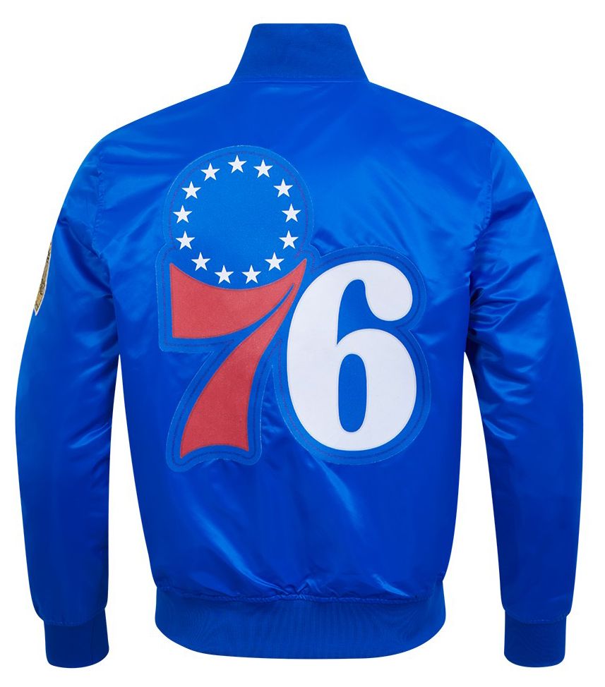 Pro Standard Men's Philadelphia 76ers Royal Big Logo Satin Jacket product image
