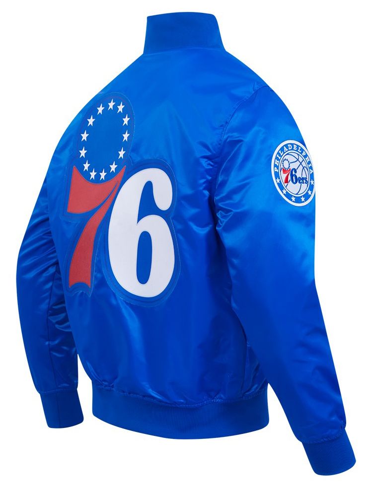 Pro Standard Men's Philadelphia 76ers Royal Big Logo Satin Jacket product image