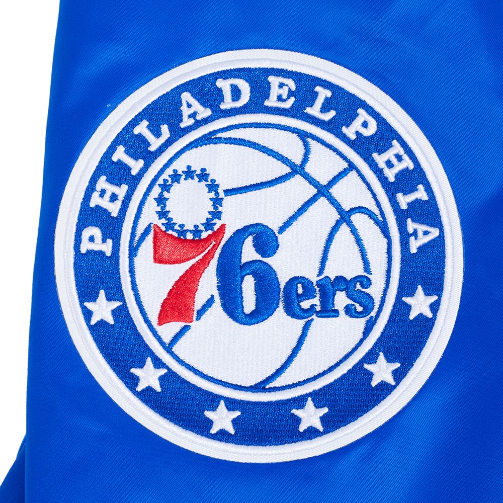 Pro Standard Men's Philadelphia 76ers Royal Big Logo Satin Jacket product image