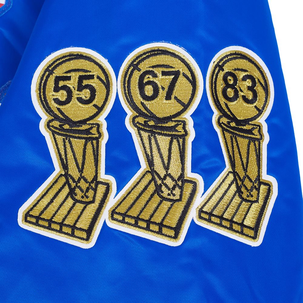Pro Standard Men's Philadelphia 76ers Royal Big Logo Satin Jacket product image