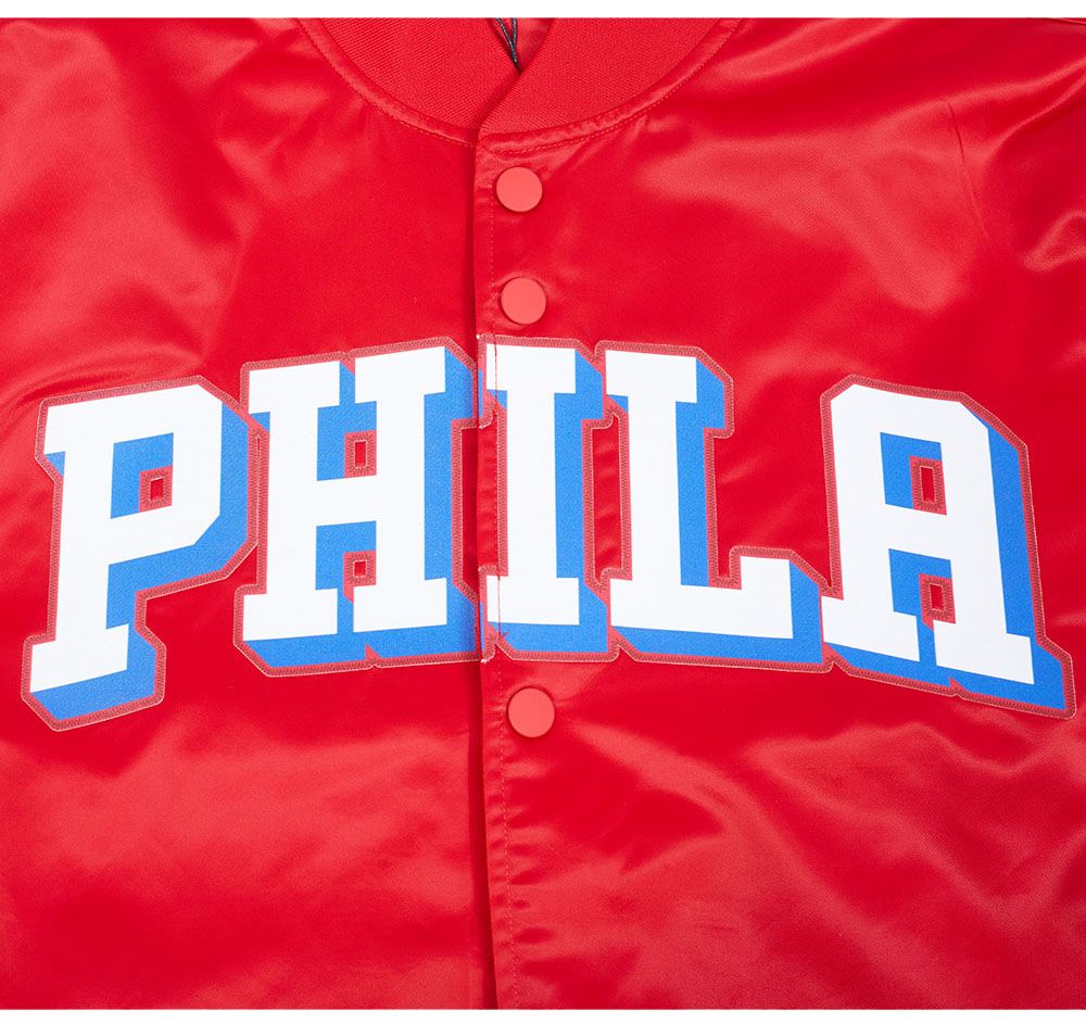 Pro Standard Men's Philadelphia 76ers Red Big Logo Satin Jacket product image