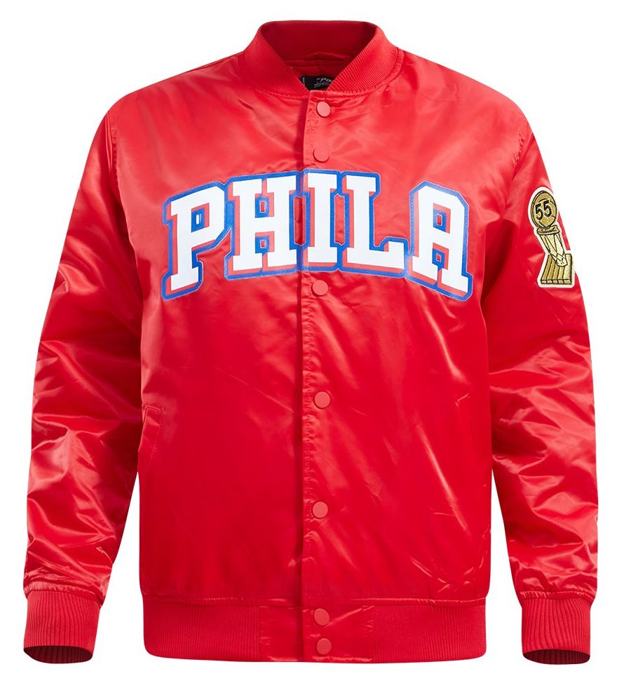 Pro Standard Men's Philadelphia 76ers Red Big Logo Satin Jacket product image