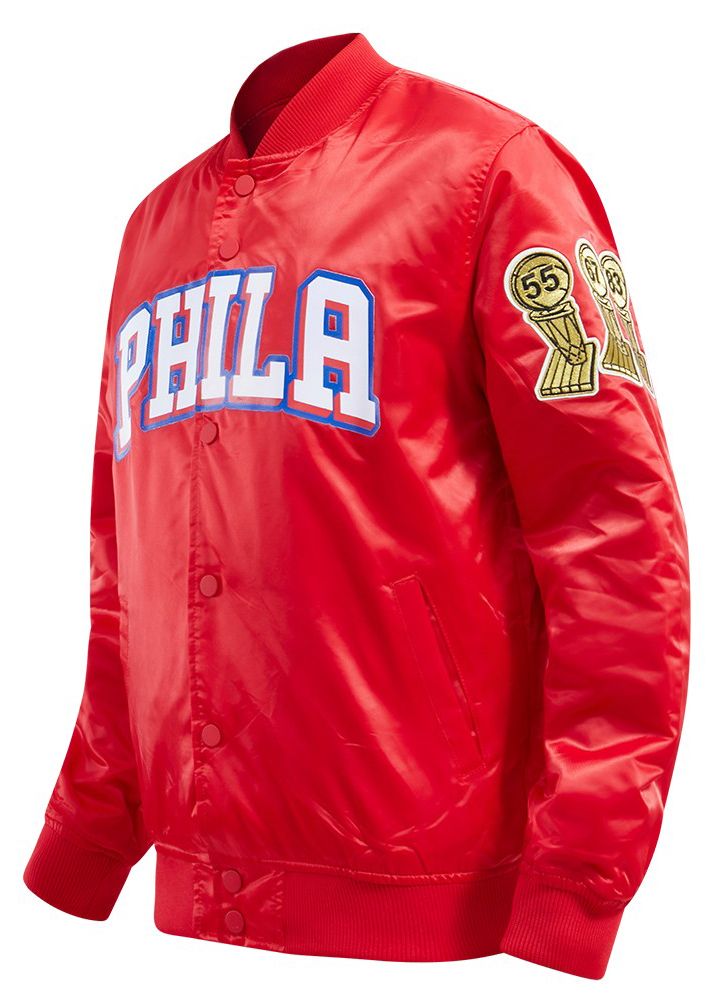 Pro Standard Men's Philadelphia 76ers Red Big Logo Satin Jacket product image
