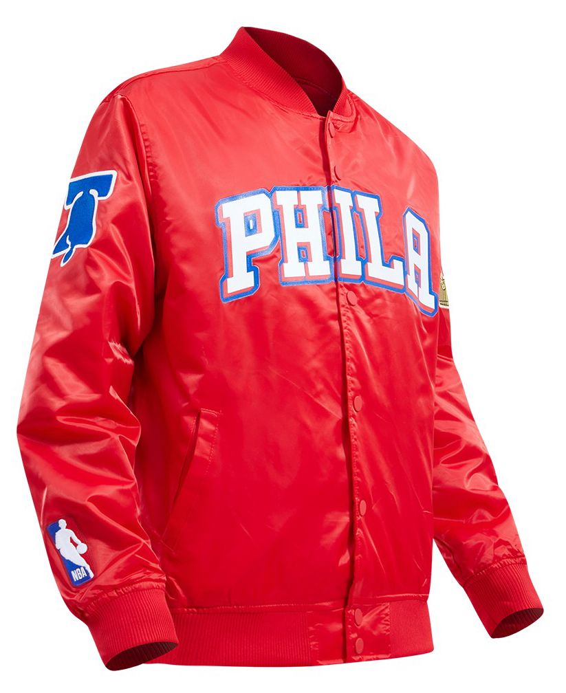 Pro Standard Men's Philadelphia 76ers Red Big Logo Satin Jacket product image