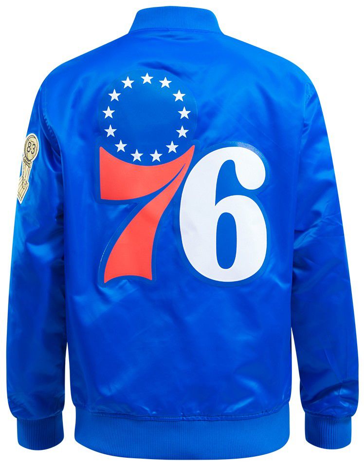 Pro Standard Men's Philadelphia 76ers Royal Big Logo Satin Jacket product image