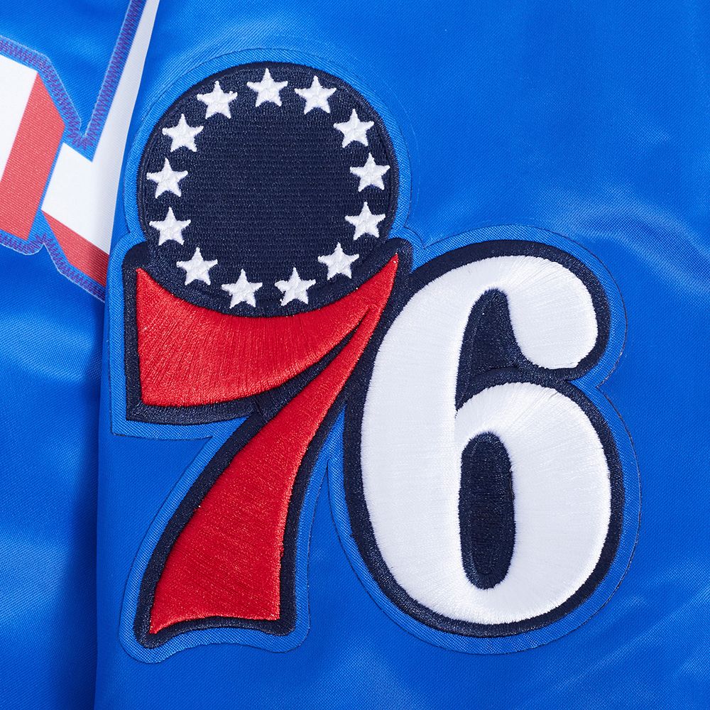 Pro Standard Men's Philadelphia 76ers Royal Big Logo Satin Jacket product image