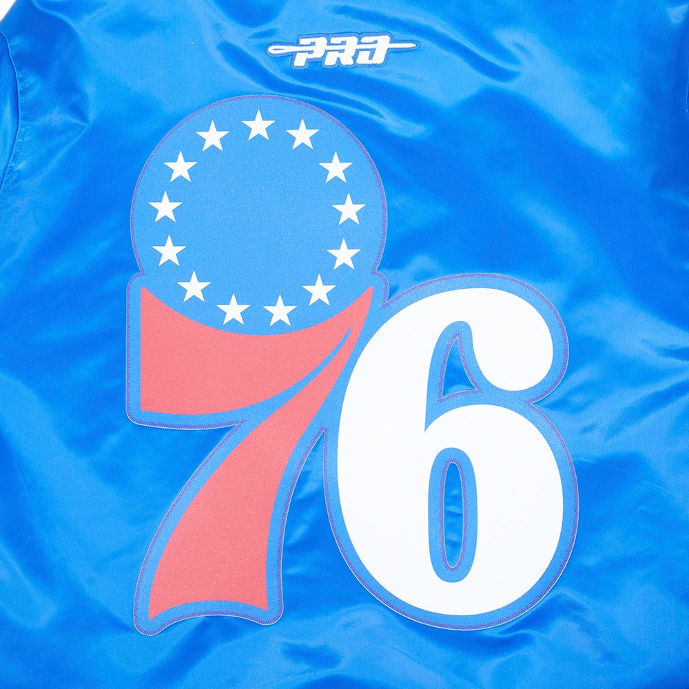 Pro Standard Men's Philadelphia 76ers Royal Big Logo Satin Jacket product image