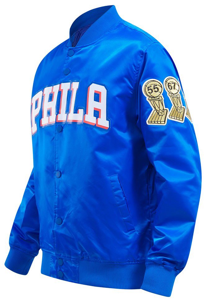 Pro Standard Men's Philadelphia 76ers Royal Big Logo Satin Jacket product image