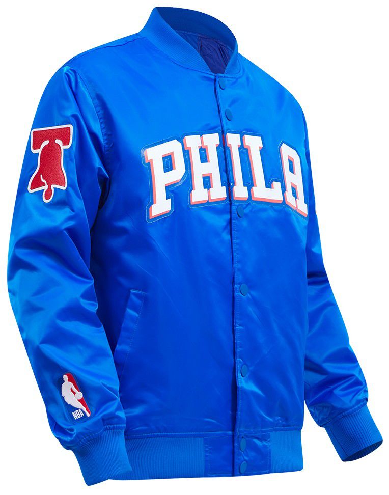 Pro Standard Men's Philadelphia 76ers Royal Big Logo Satin Jacket product image