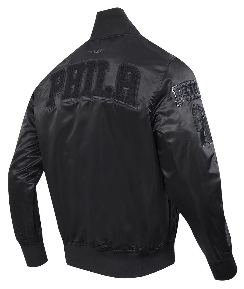 Pro Standard Men's Philadelphia 76ers Triple Black Classic Satin Jacket product image