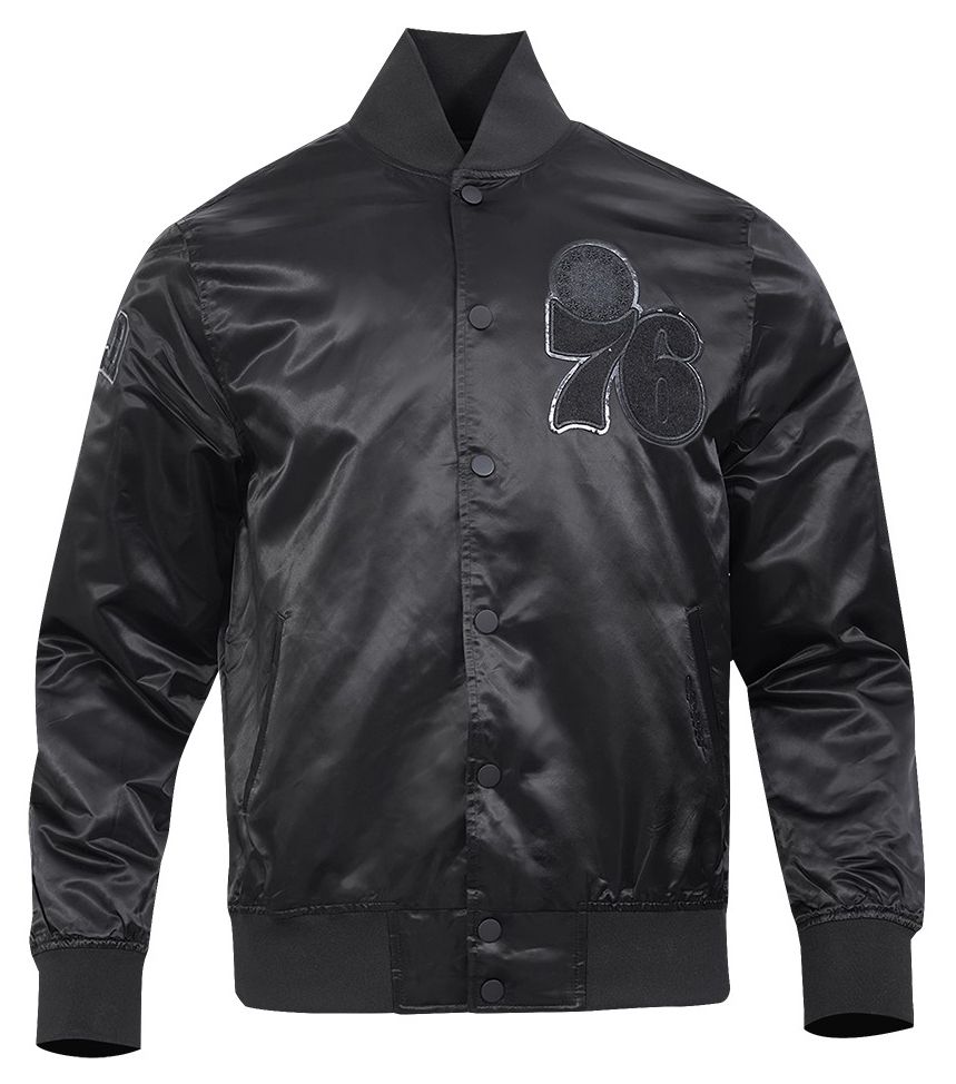 Pro Standard Men's Philadelphia 76ers Triple Black Classic Satin Jacket product image