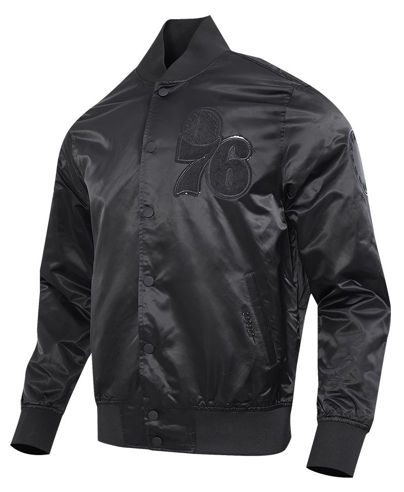 Pro Standard Men's Philadelphia 76ers Triple Black Classic Satin Jacket product image