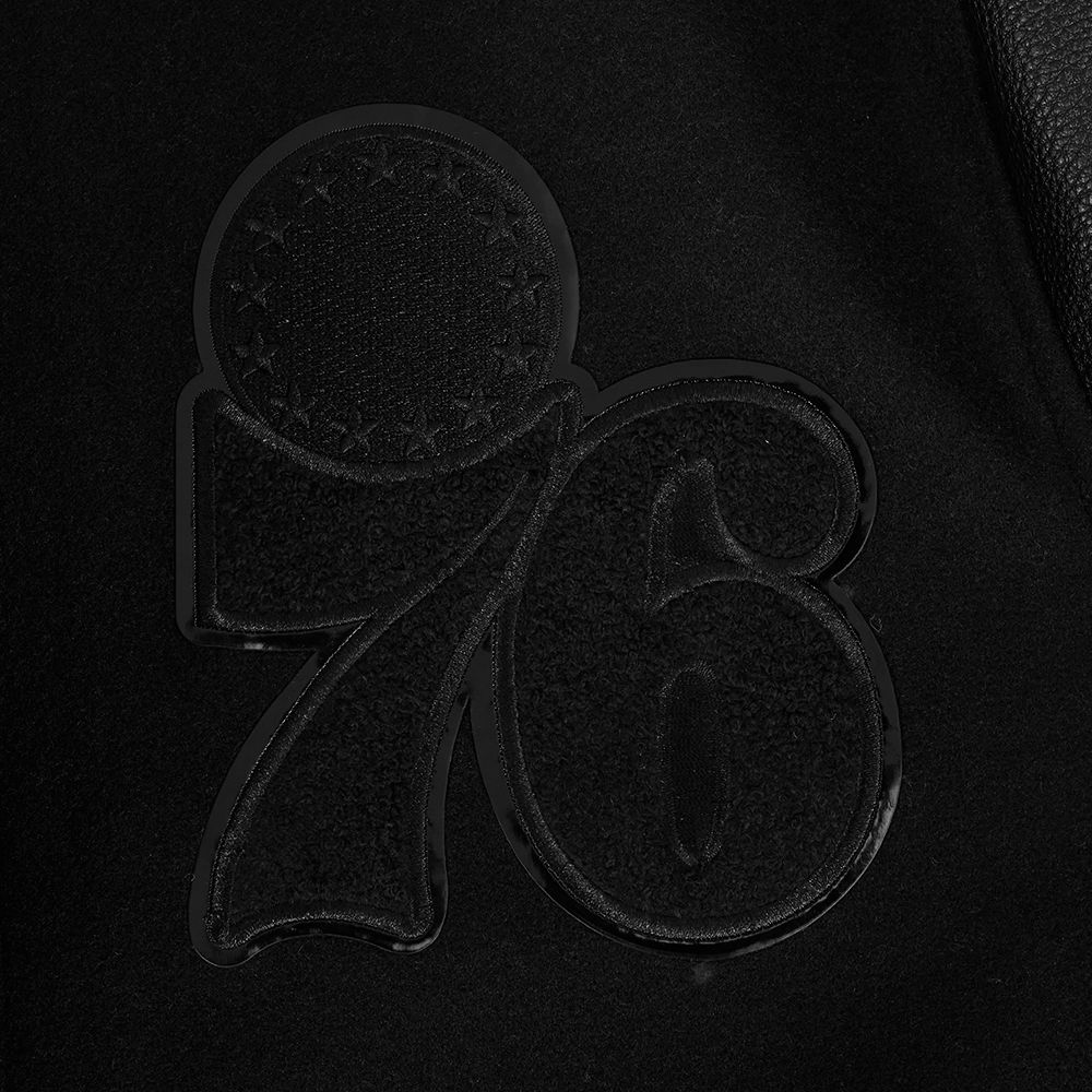 Pro Standard Men's Philadelphia 76ers Triple Black Wool Varsity Jacket product image