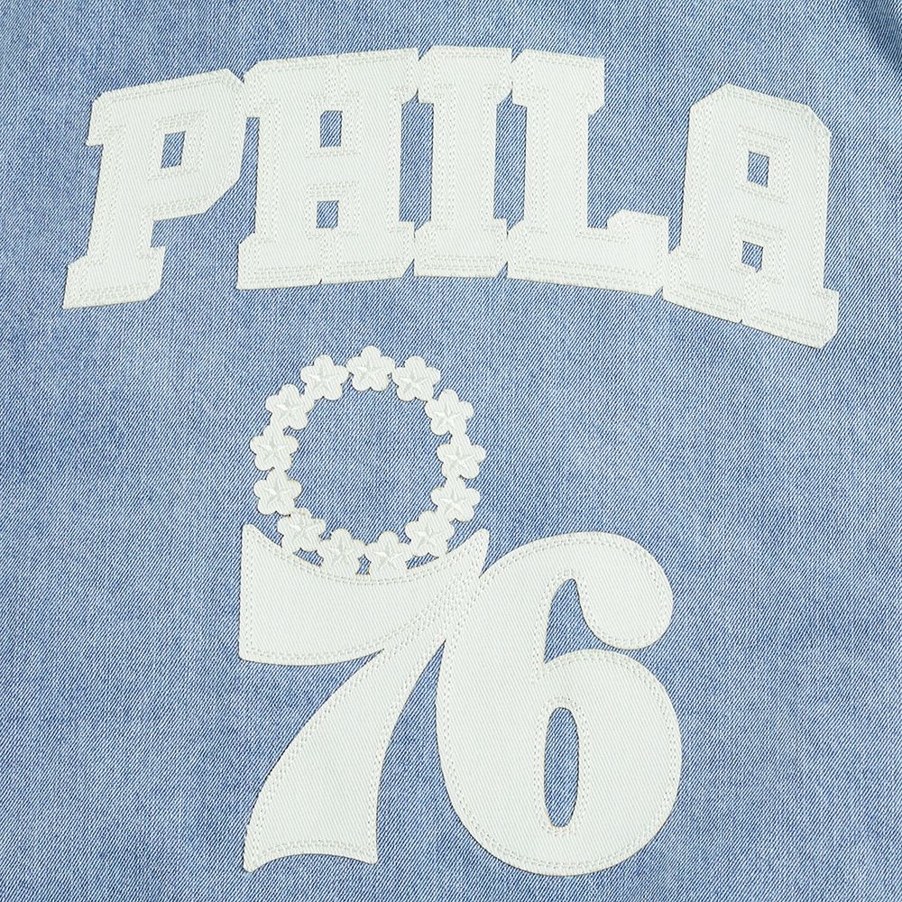 Pro Standard Men's Philadelphia 76ers Denim Varsity Jacket product image