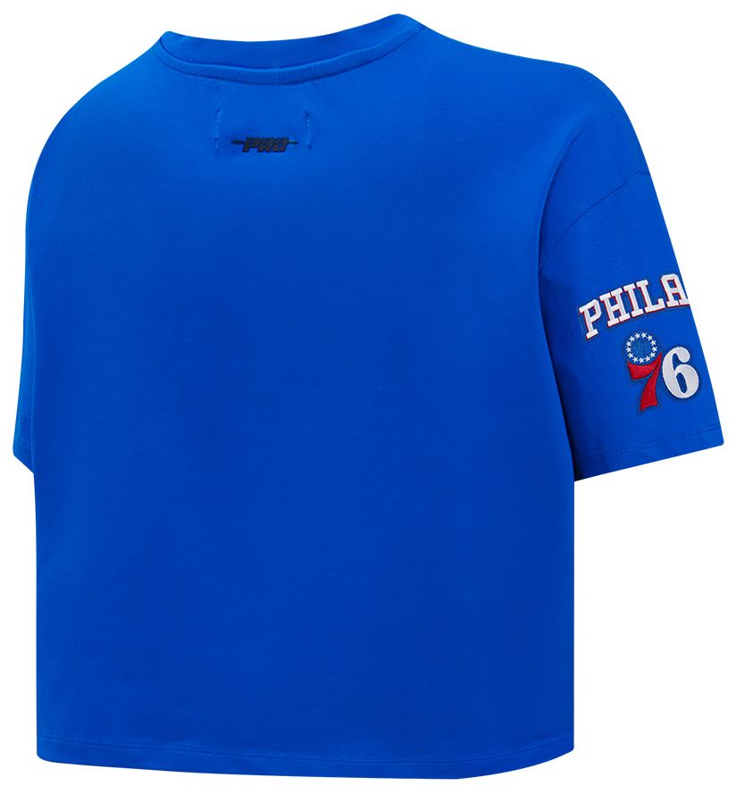 Pro Standard Women's Philadelphia 76ers Blue Mash Up Boxy Cropped T-Shirt product image