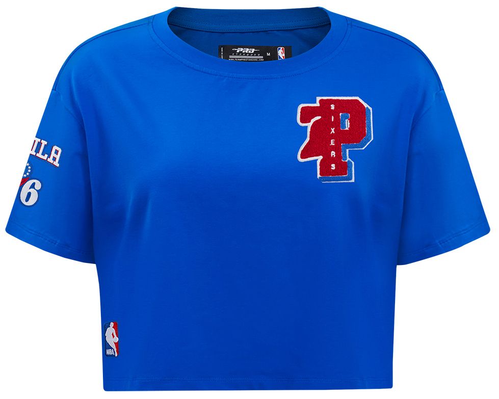 Pro Standard Women's Philadelphia 76ers Blue Mash Up Boxy Cropped T-Shirt product image