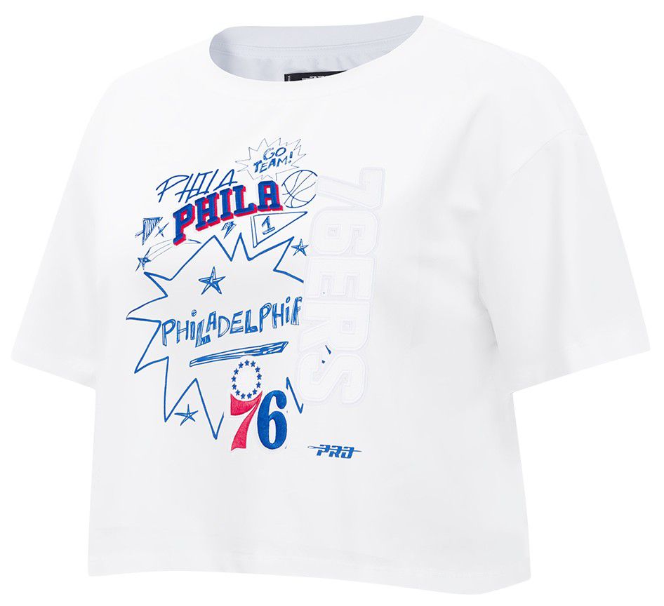 Pro Standard Women's Philadelphia 76ers White Sketchbook Boxy T-Shirt product image