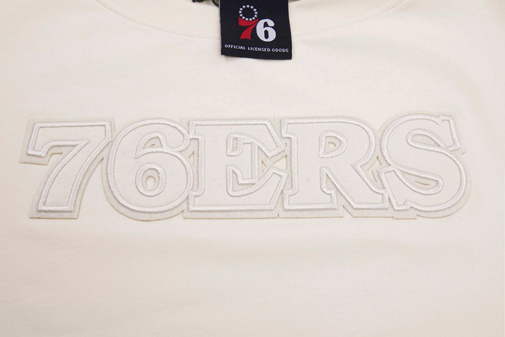 Pro Standard Women's Philadelphia 76ers Off-White Neutral Boxy Cropped T-Shirt product image
