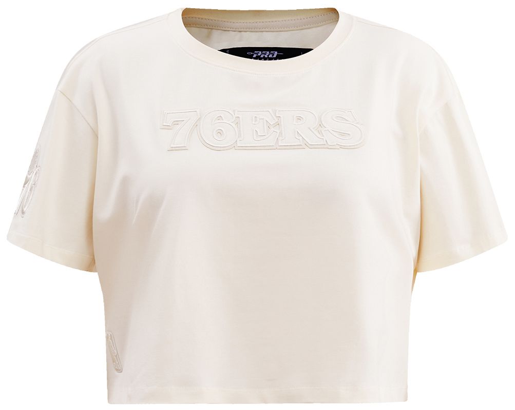 Pro Standard Women's Philadelphia 76ers Off-White Neutral Boxy Cropped T-Shirt product image