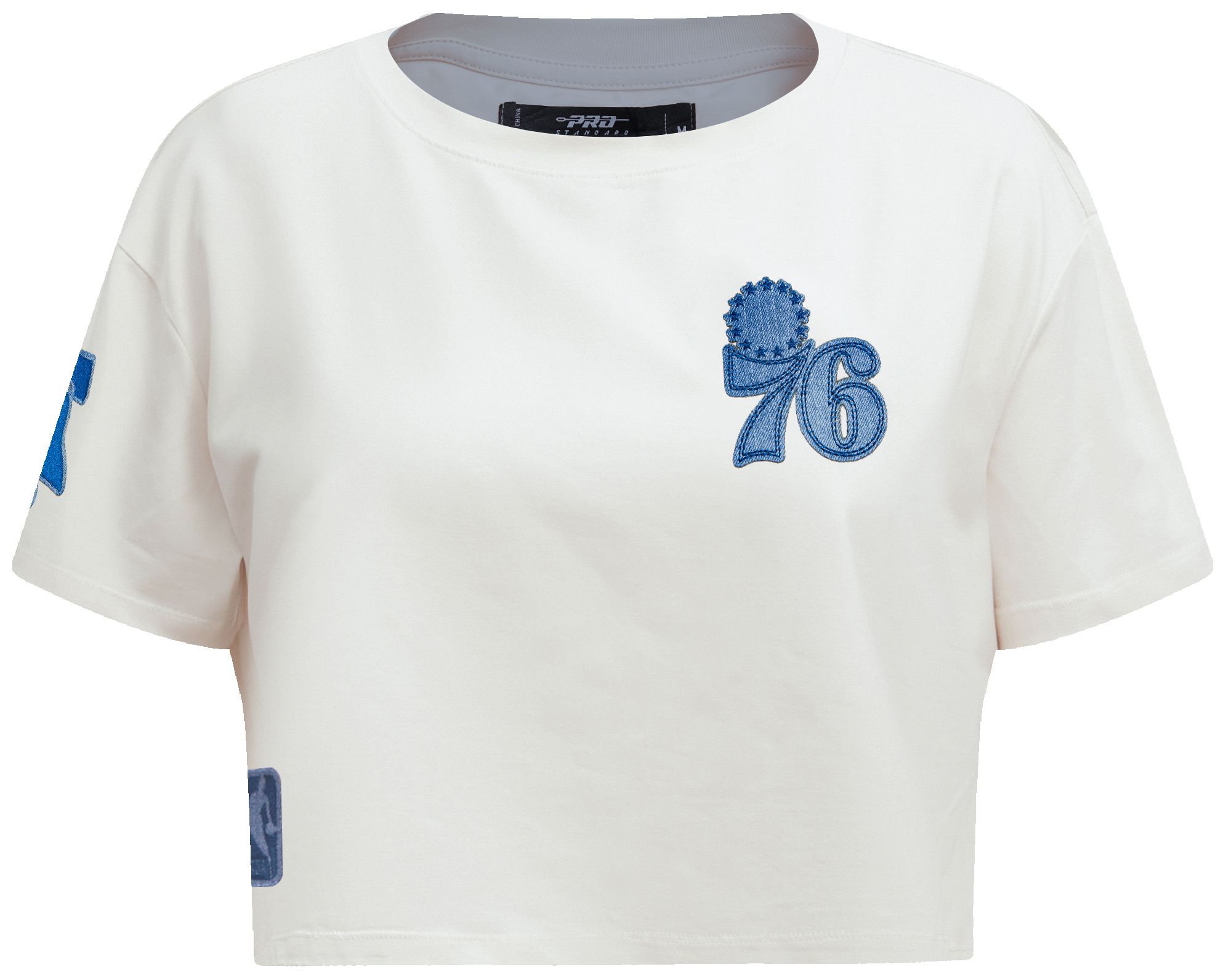Pro Standard Women's Philadelphia 76ers Linen Varsity Blues Boxy Cropped T-Shirt product image