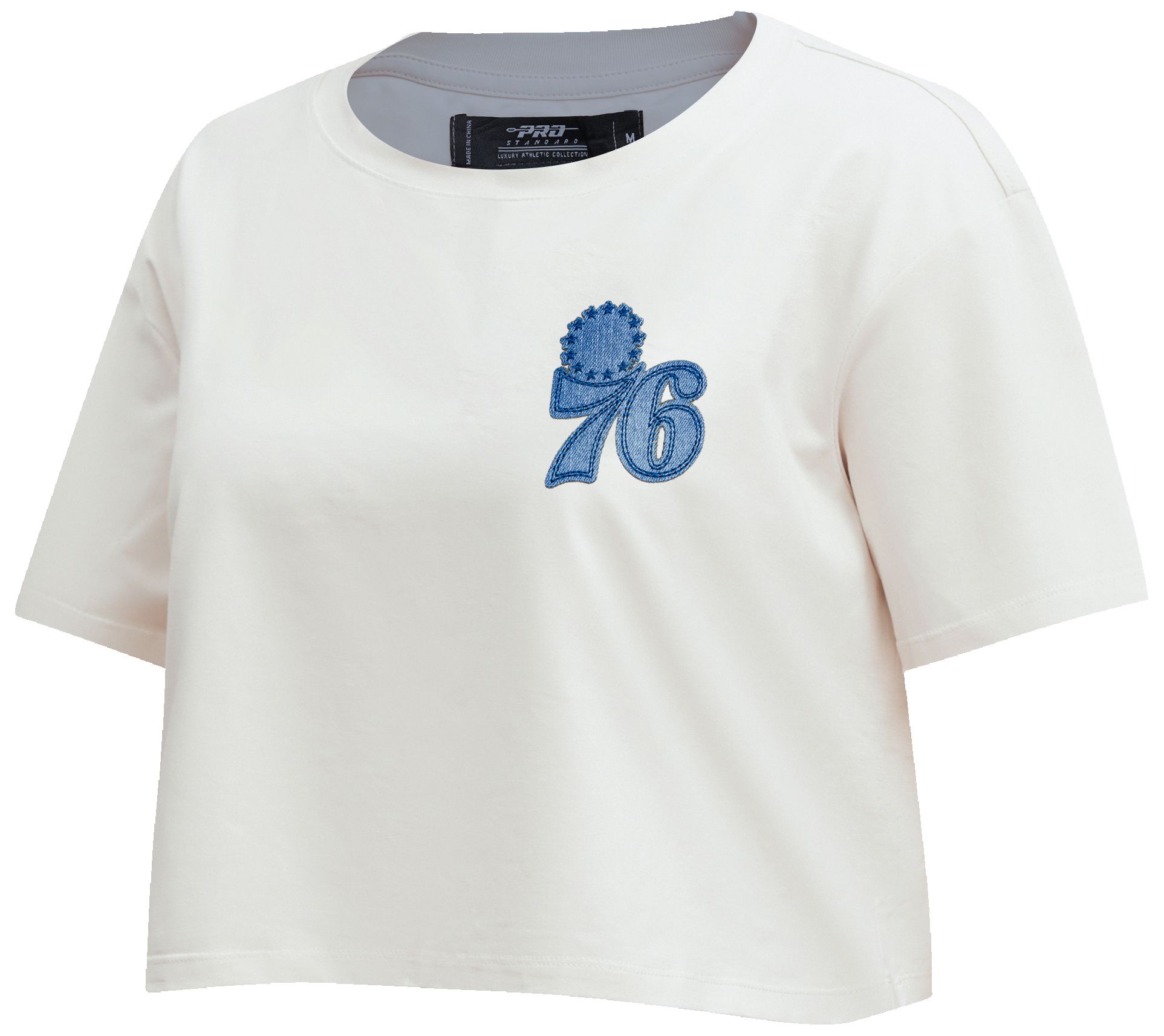 Pro Standard Women's Philadelphia 76ers Linen Varsity Blues Boxy Cropped T-Shirt product image