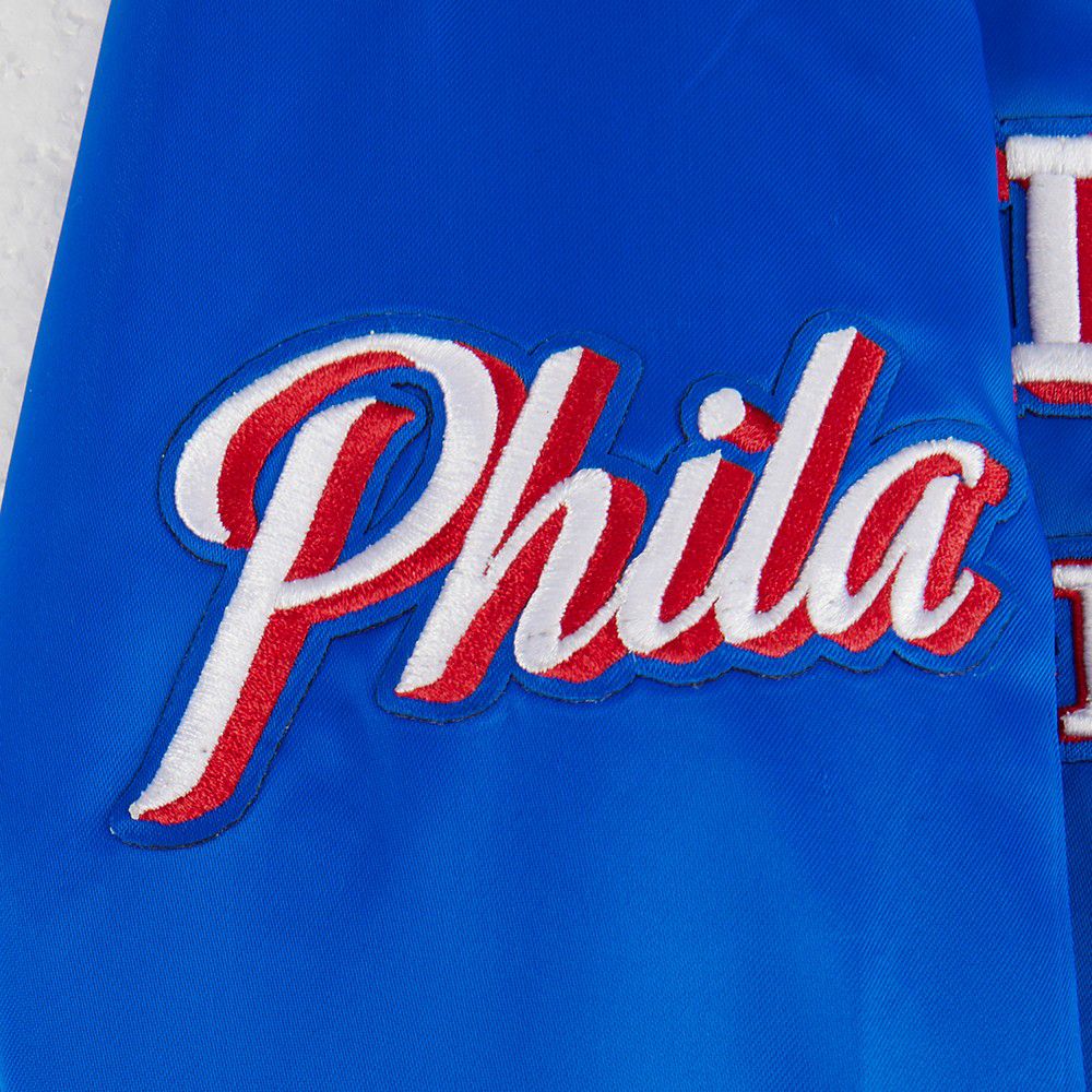 Pro Standard Youth Philadelphia 76ers Blue Ribbed Satin Jacket product image