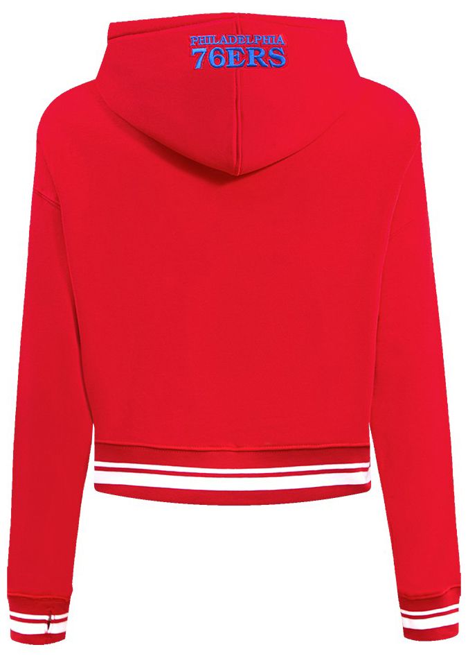 Pro Standard Women's Philadelphia 76ers Red Script Tail Rib Cropped Fleece Pullover Hoodie product image
