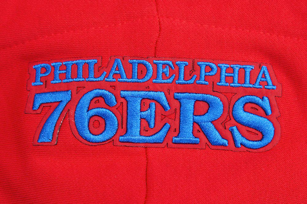 Pro Standard Women's Philadelphia 76ers Red Script Tail Rib Cropped Fleece Pullover Hoodie product image